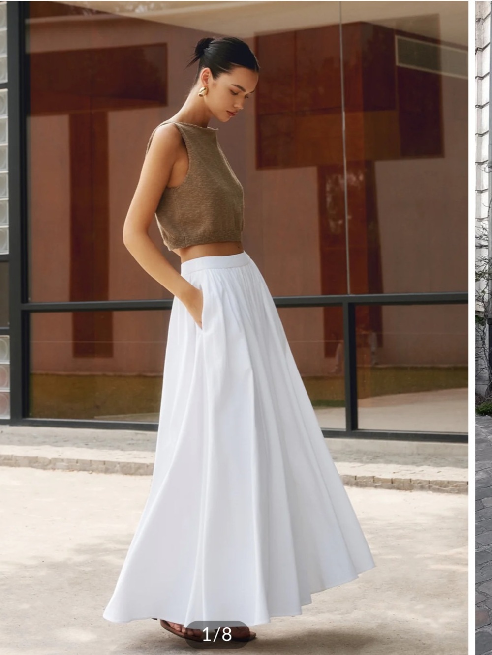 Commense white maxi pleated cotton skirt NWT